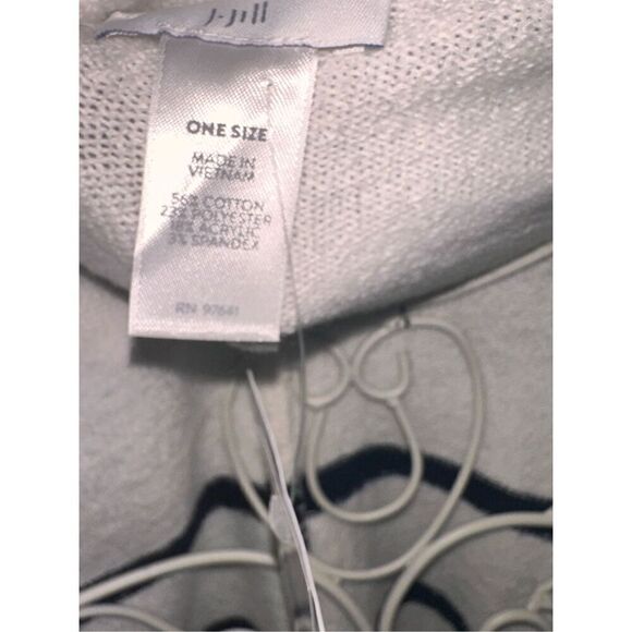 NEW WITH TAGS NWT Womens J.Jill sweater poncho white with navy stripes. One Size - Picture 4 of 8
